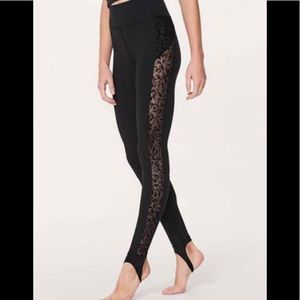 Lululemon High Waisted Stirrup Leggings Lace
